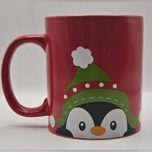 Cute Penguin Christmas Mug Red Green Holiday Coffee Cup Winter Hot Cocoa